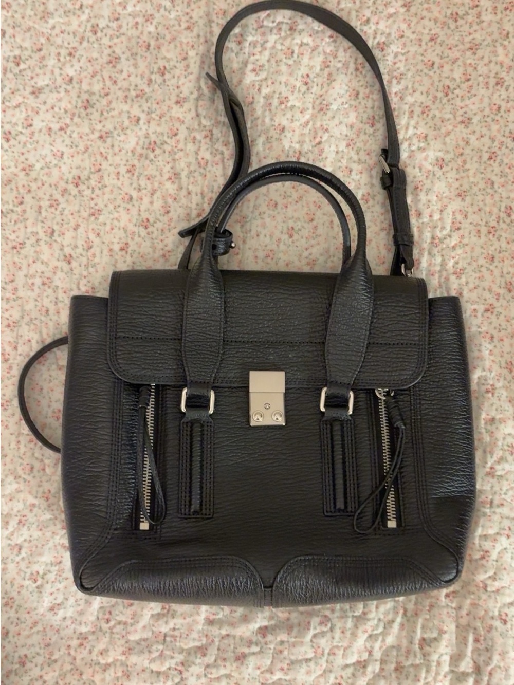 3.1 Phillip Lim Pashli Medium Shoulder Bag Black with Silver Hardware